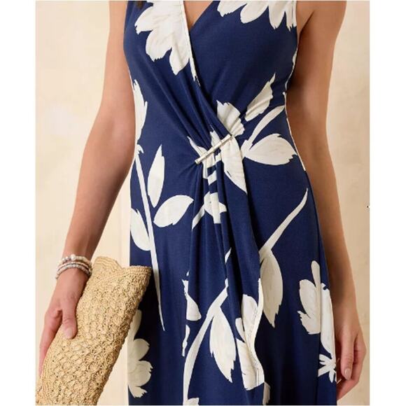 Tommy Bahama Women's Island Navy Flora Nights Midi Dress Size M - Picture 8 of 9